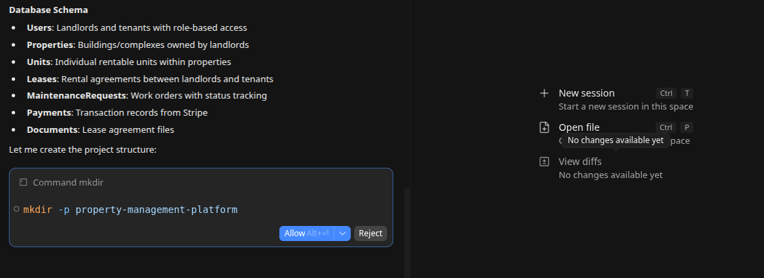 screenshot of Database schema
