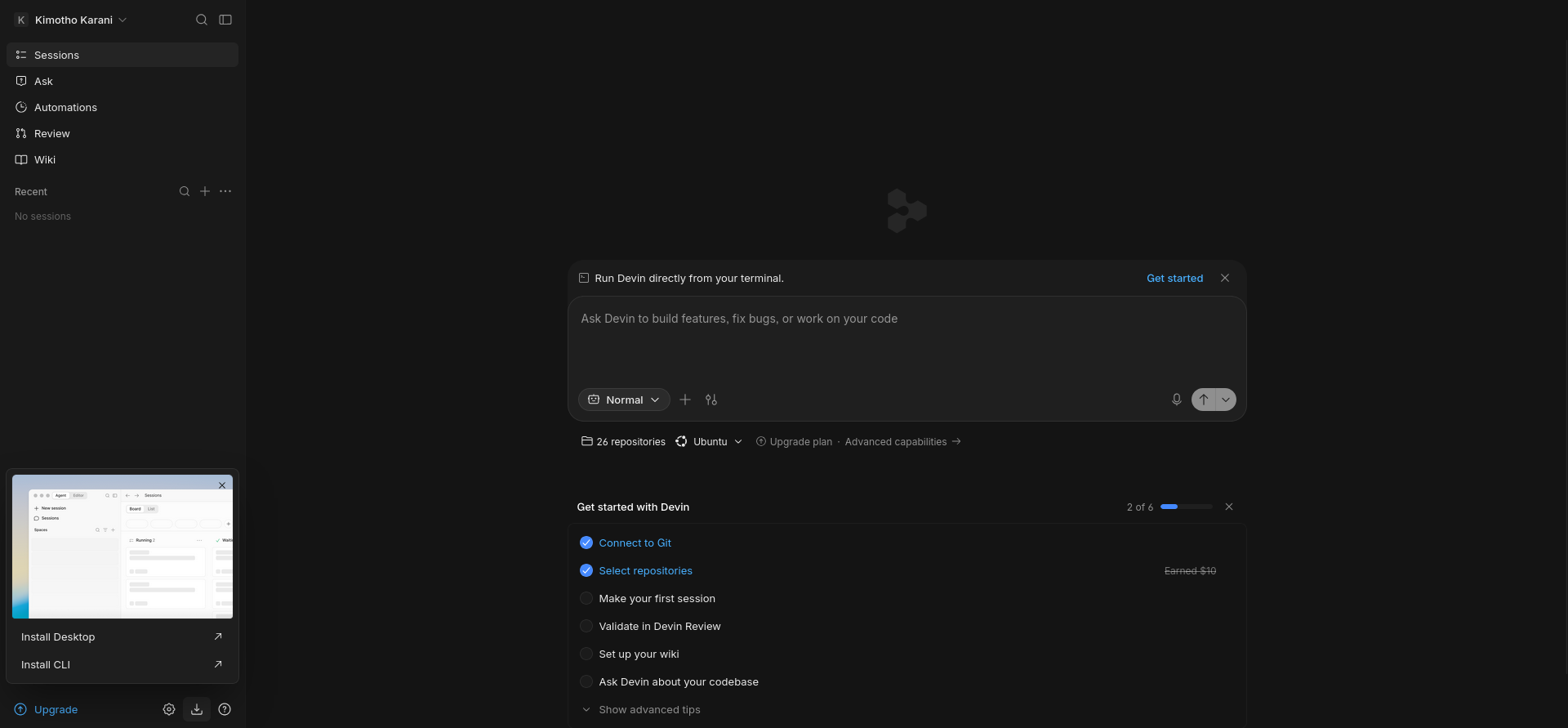 screenshot of Devin AI website