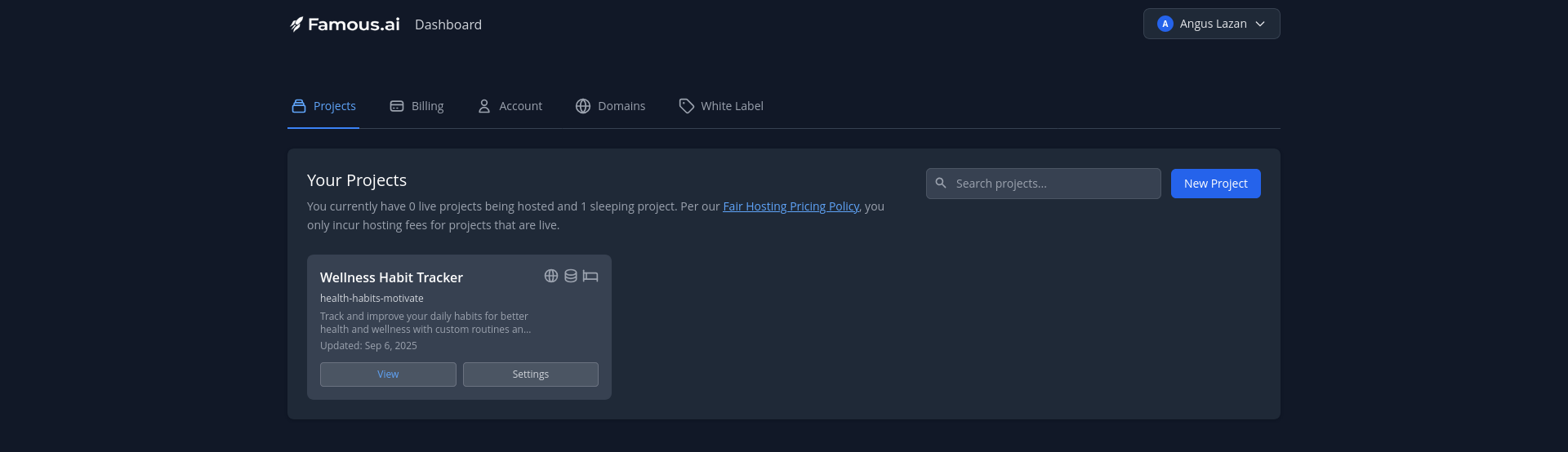 screenshot of Famous.ai interface