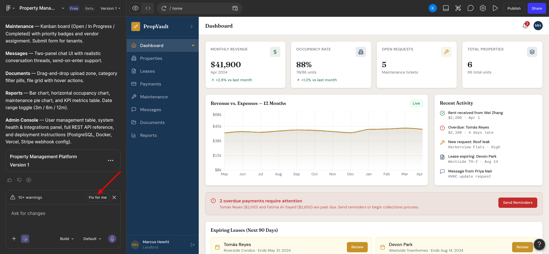 screenshot of the 'Fix For me' button