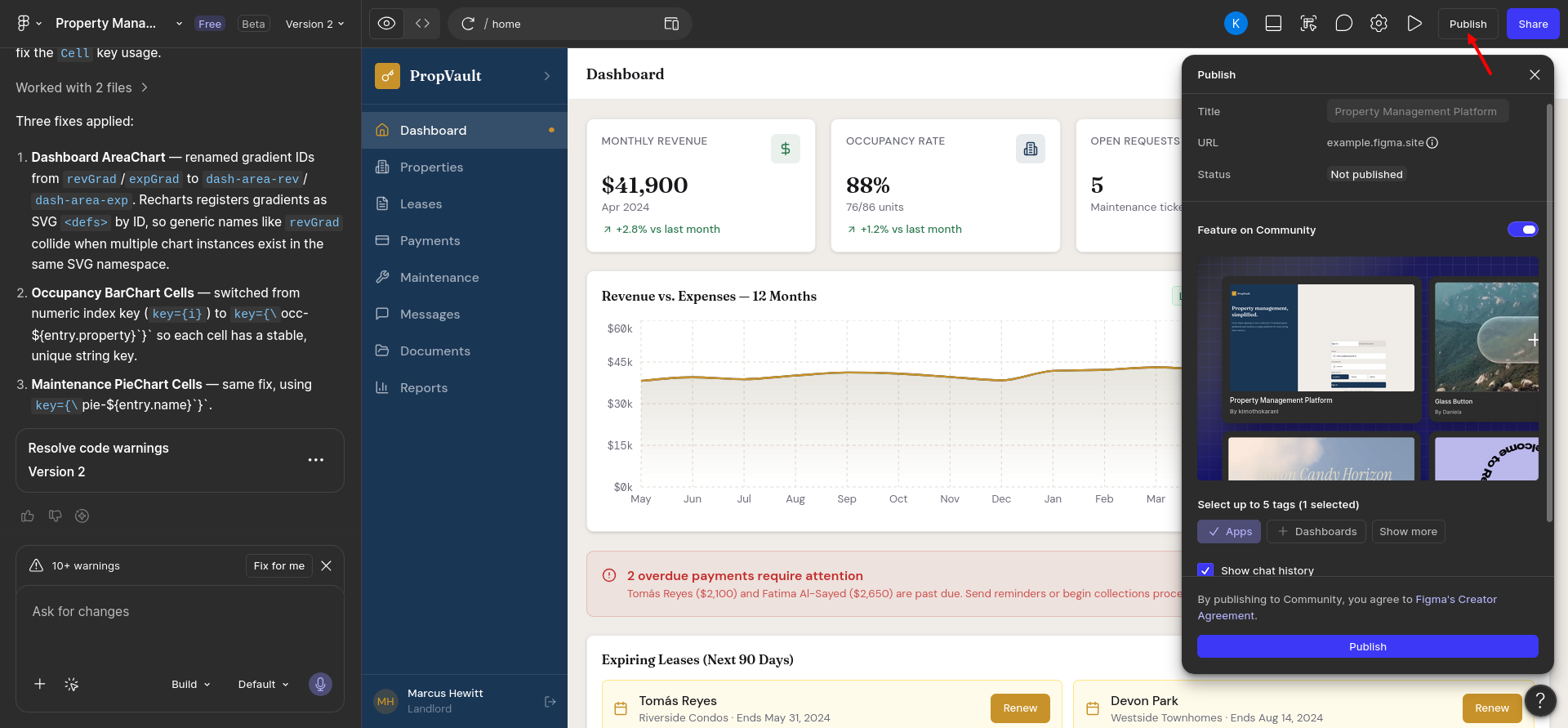 screenshot of Figma Make settings