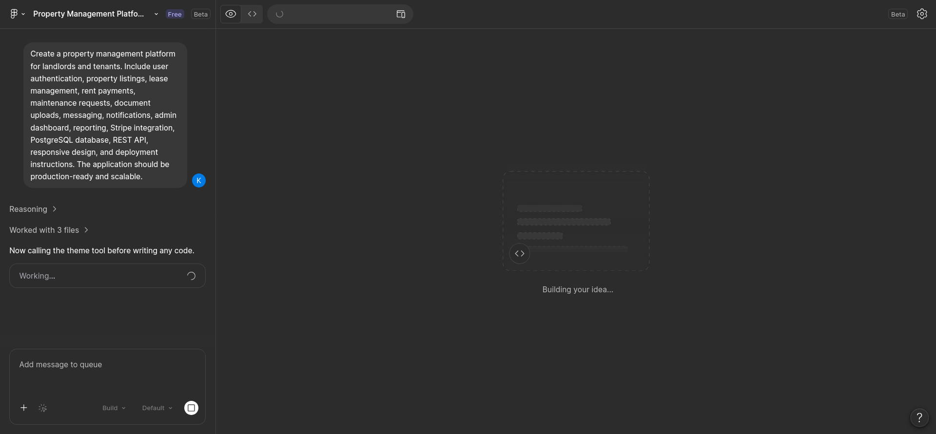 screenshot of building process