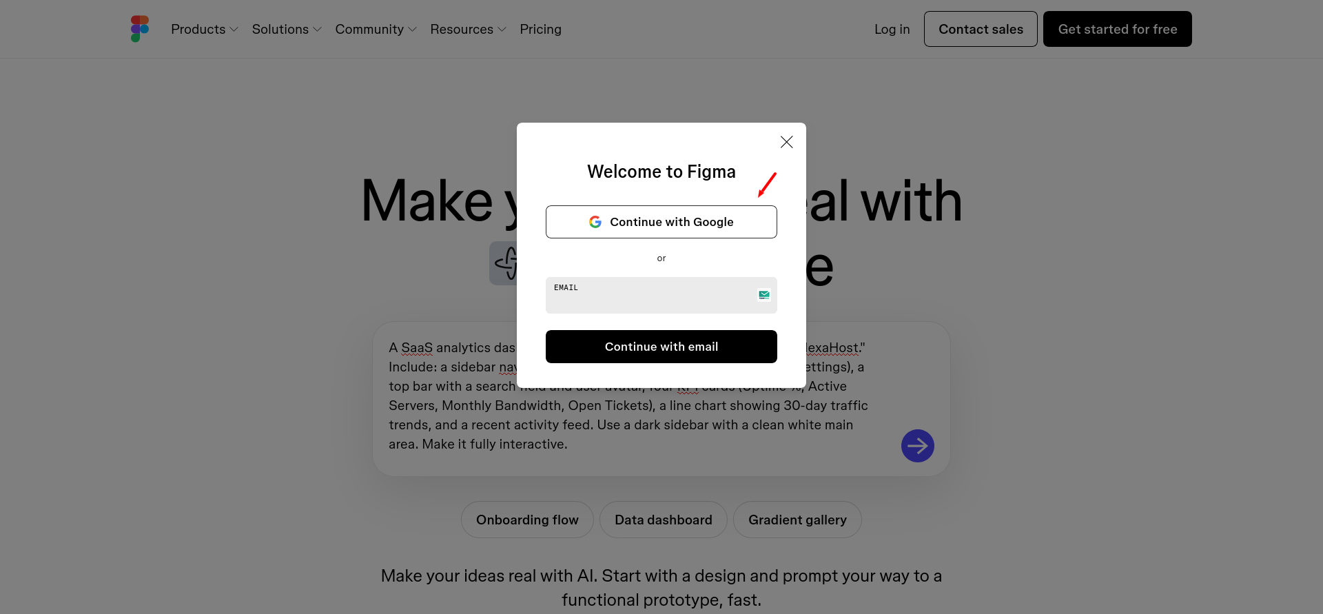 screenshot of Figma Welcome page