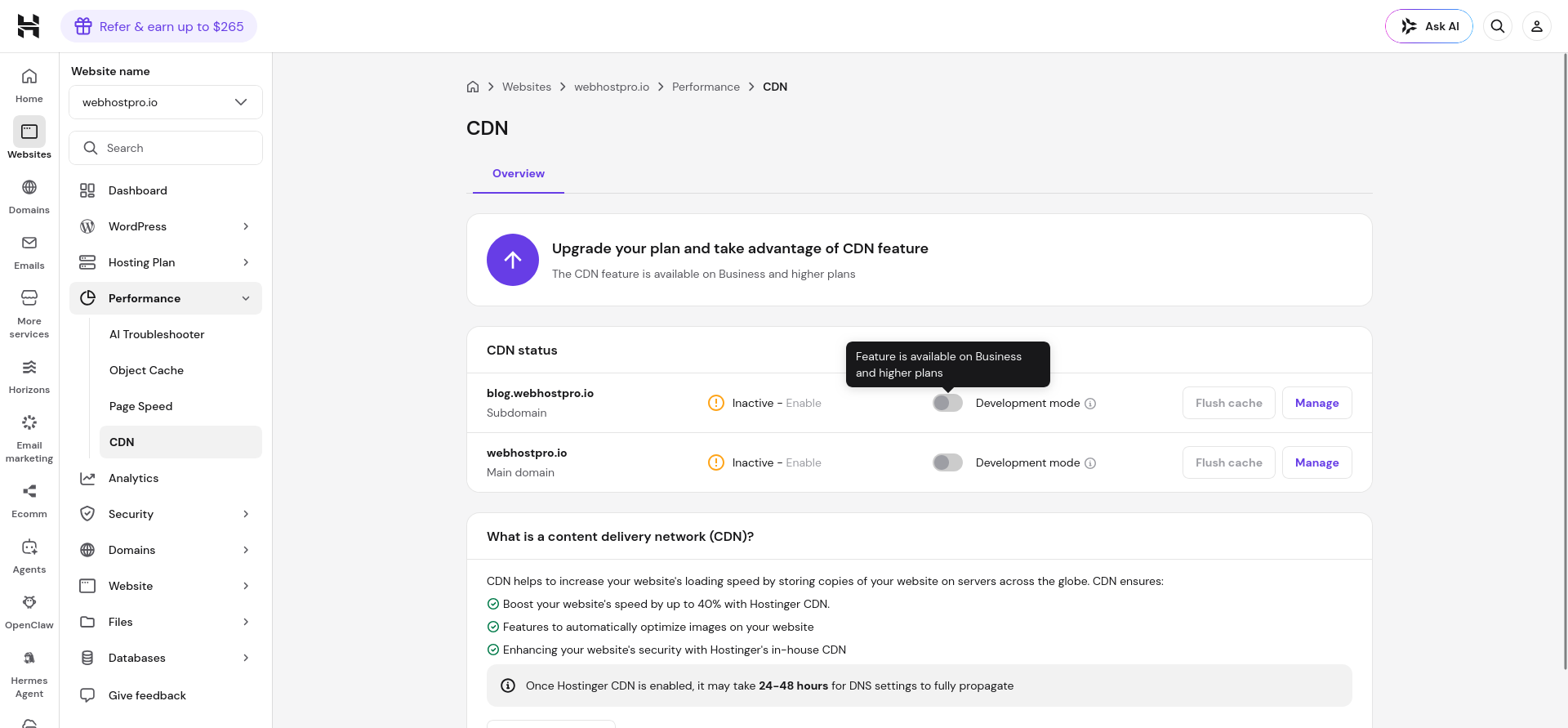 Hostinger WAF and DDoS protection in Hostinger vs GoDaddy comparison