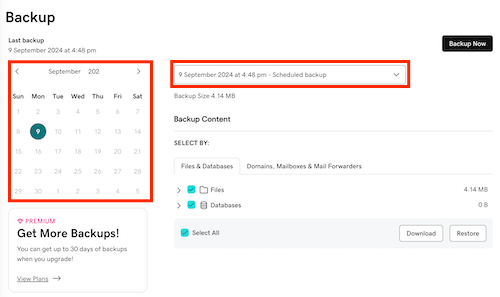 GoDaddy WordPress backup and security settings in Hostinger vs GoDaddy comparison