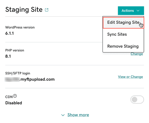 GoDaddy WordPress staging environment in Hostinger vs GoDaddy comparison