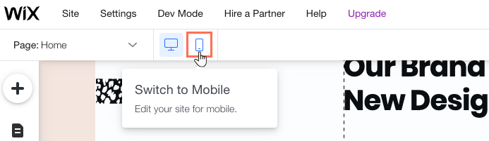 Wix mobile view in standard editor