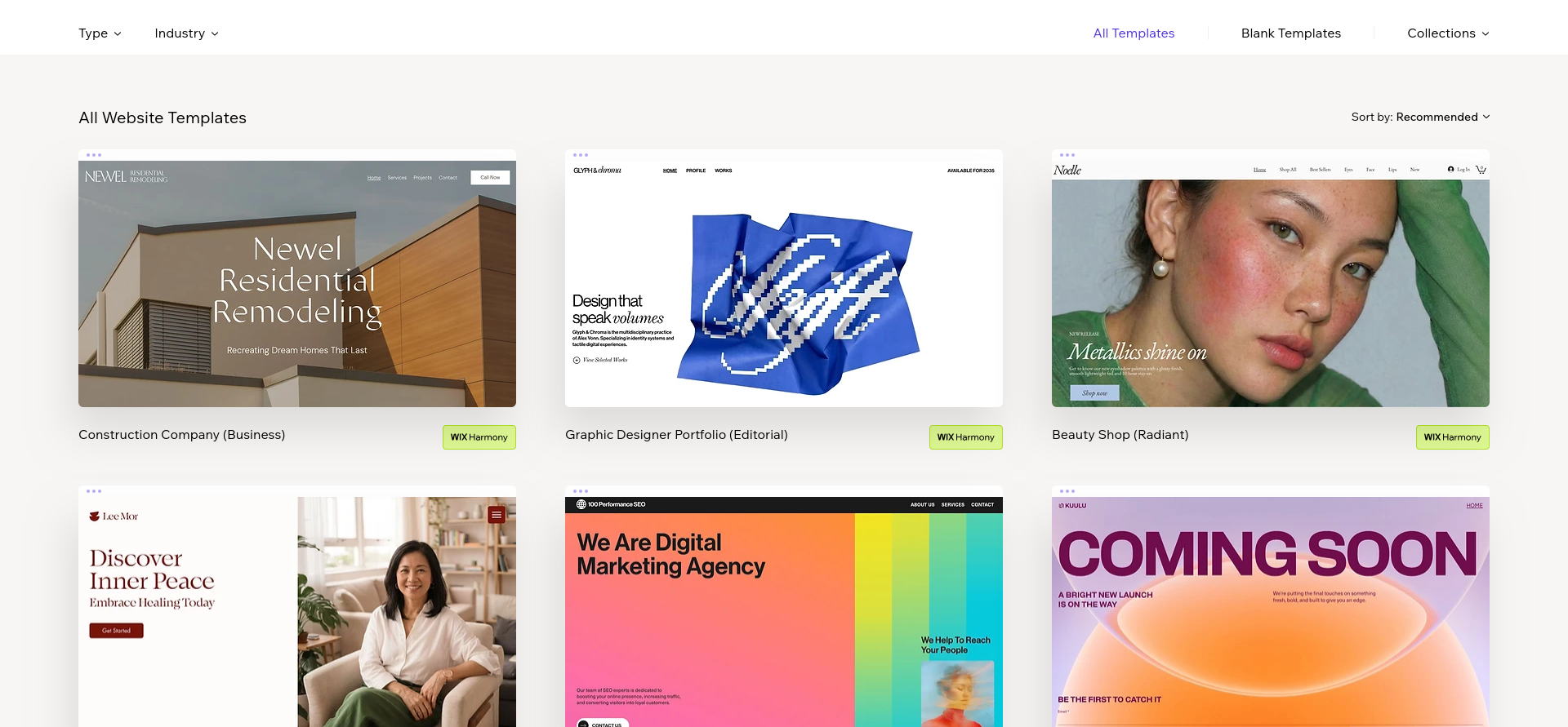 Wix website template library