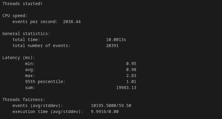 screenshot of Kamatera CPU Performance test
