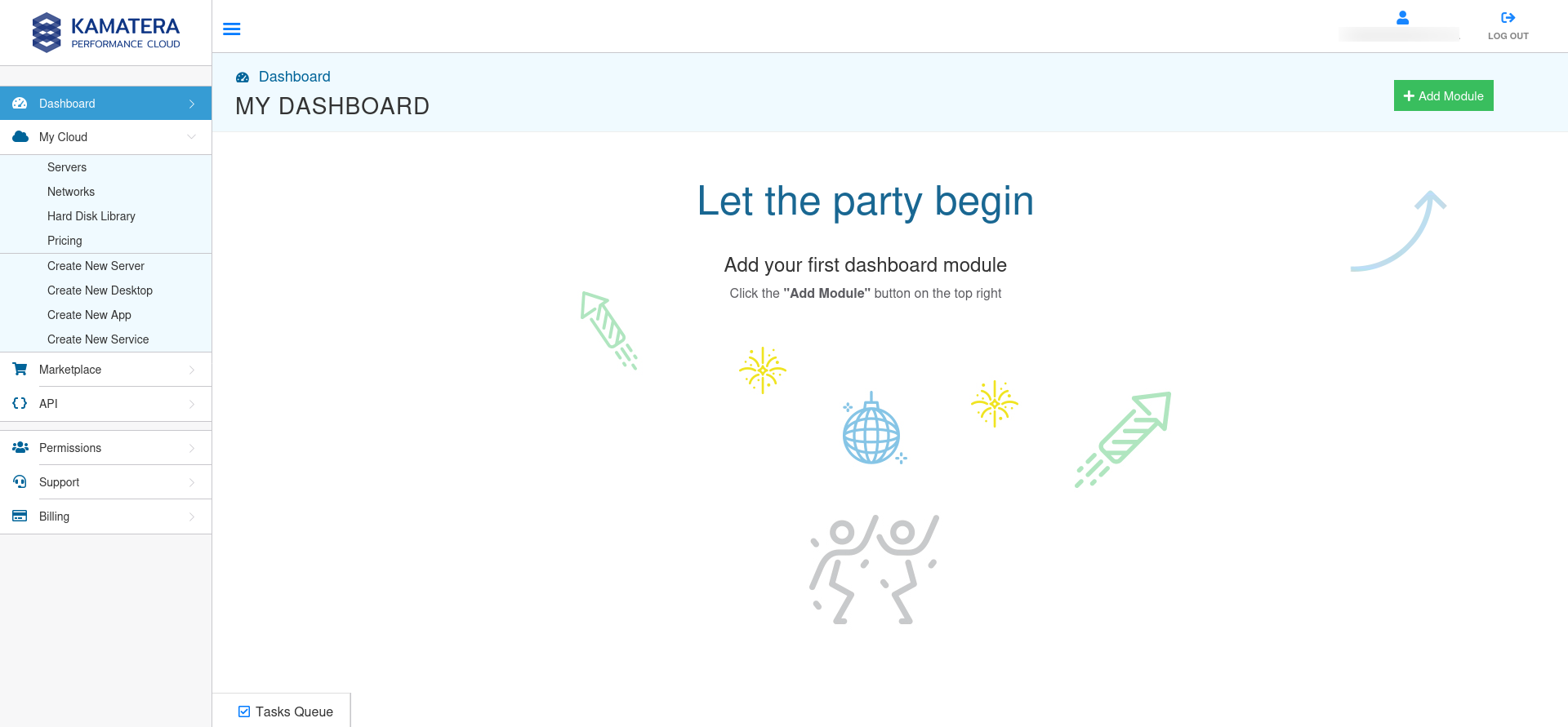 screenshot of Kamatera dashboard