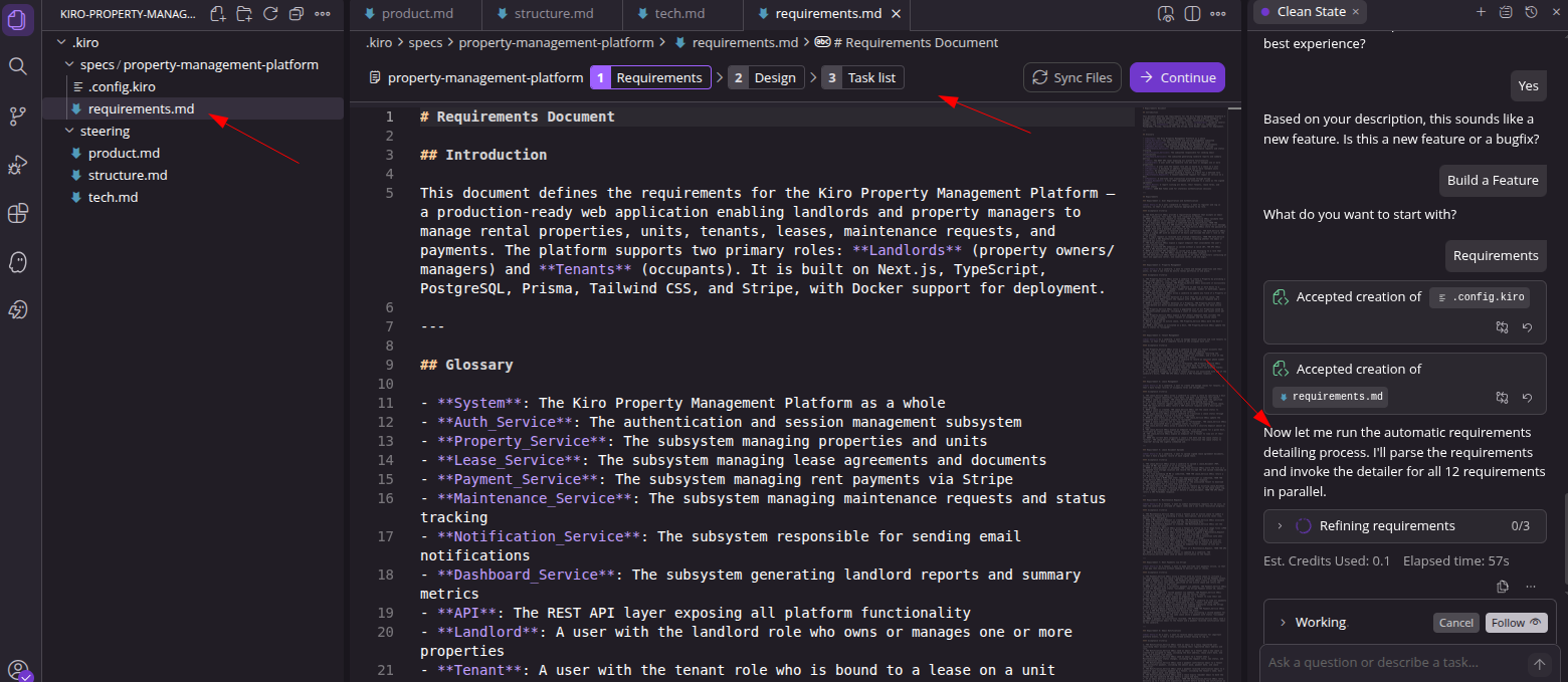 screenshot of the 'requirements.md' file