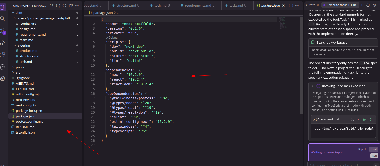 screenshot of package.json file