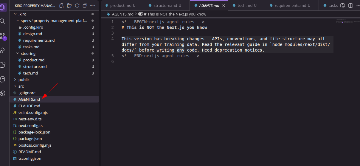 screenshot of AGENTS.md file