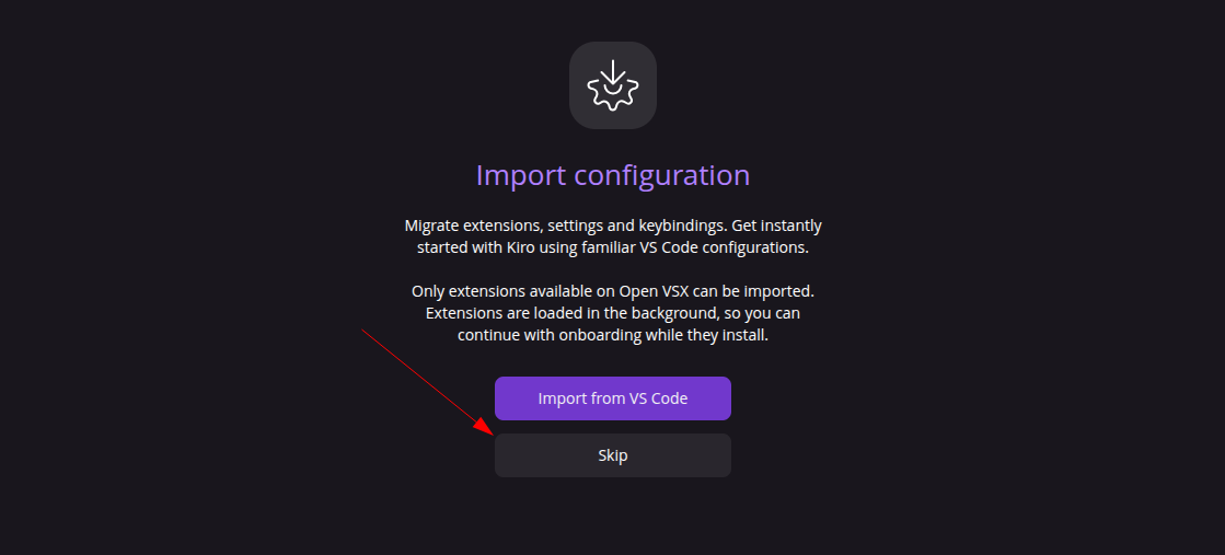 screenshot of Skip button
