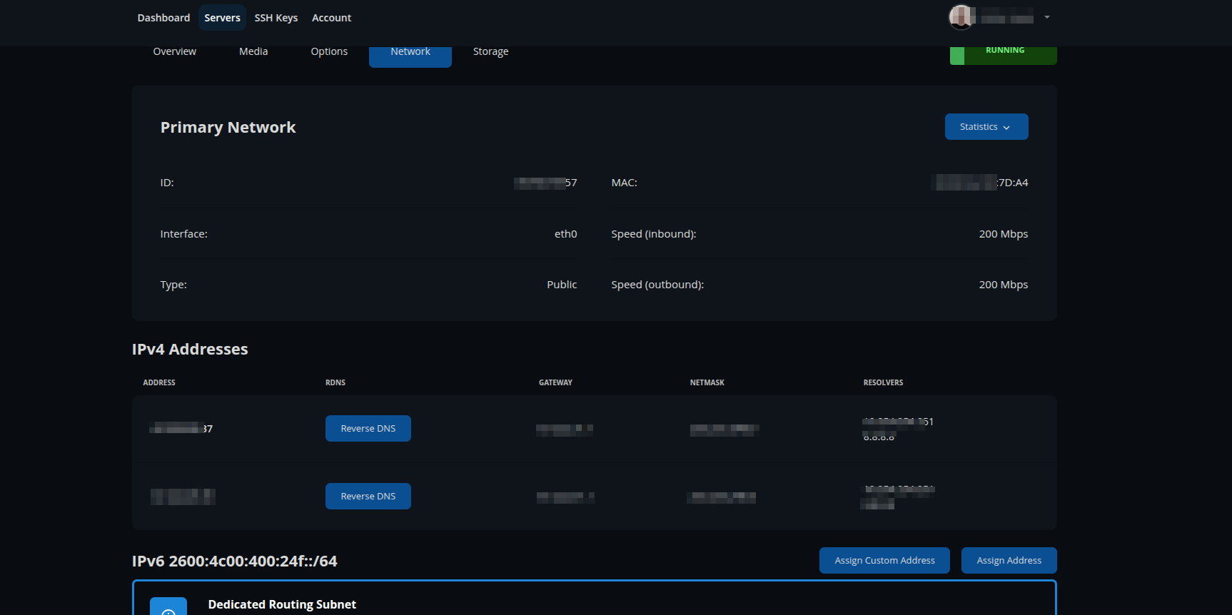 screenshot of Network tab