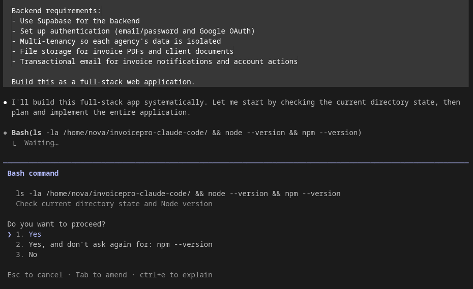 screenshot of Claude Code