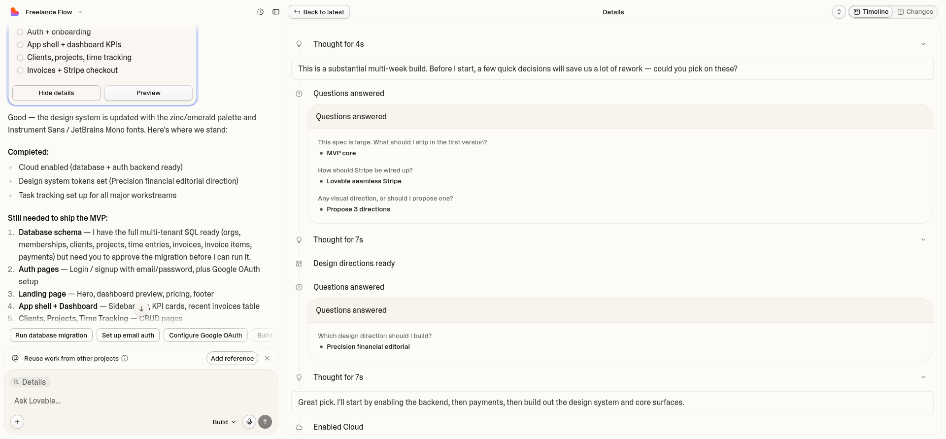 screenshot of Lovable: InvoicePro Build