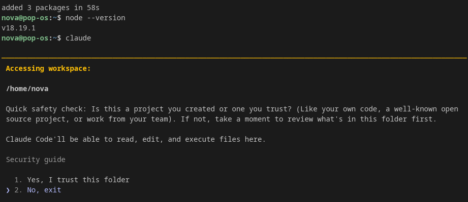 screenshot of Claude Code Accessing workspace