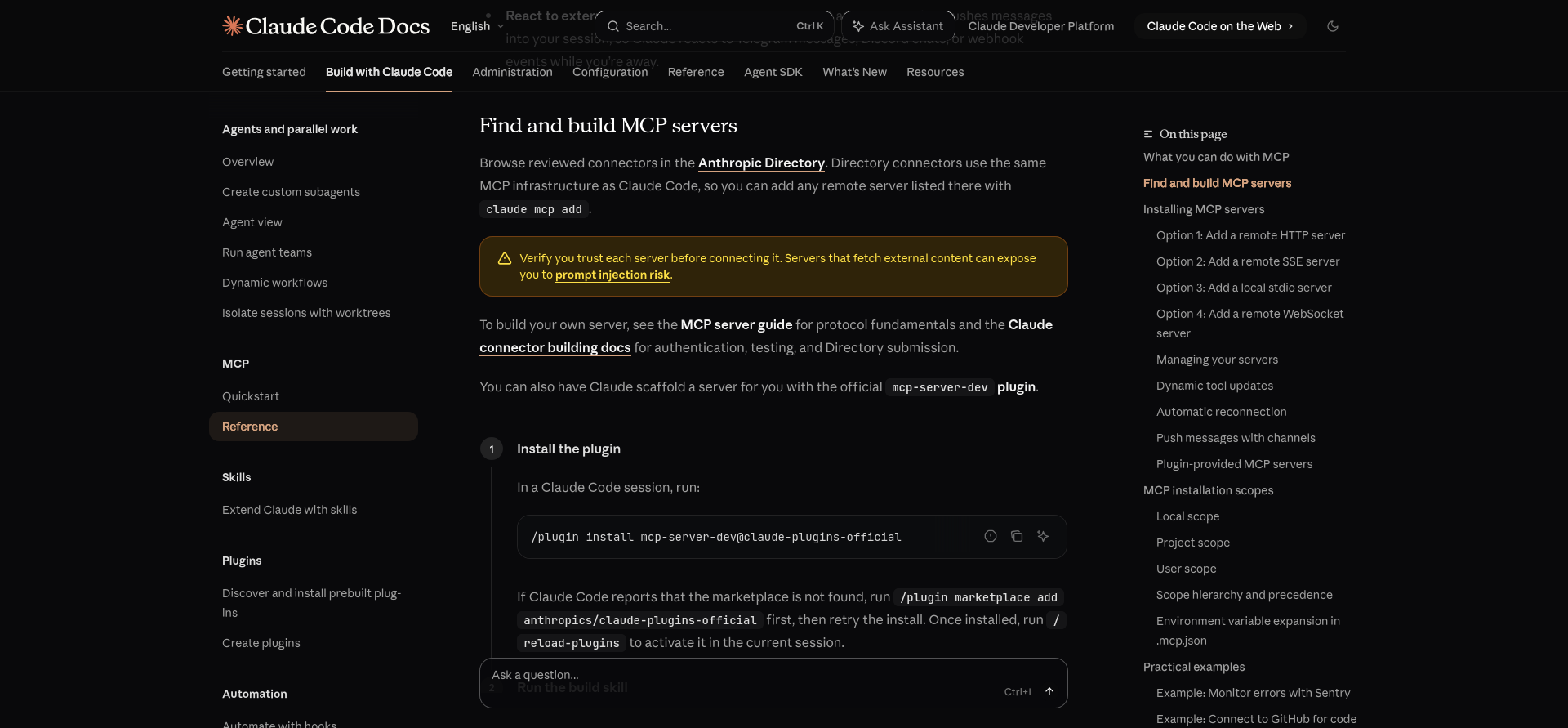 screenshot of Claude Code Docs