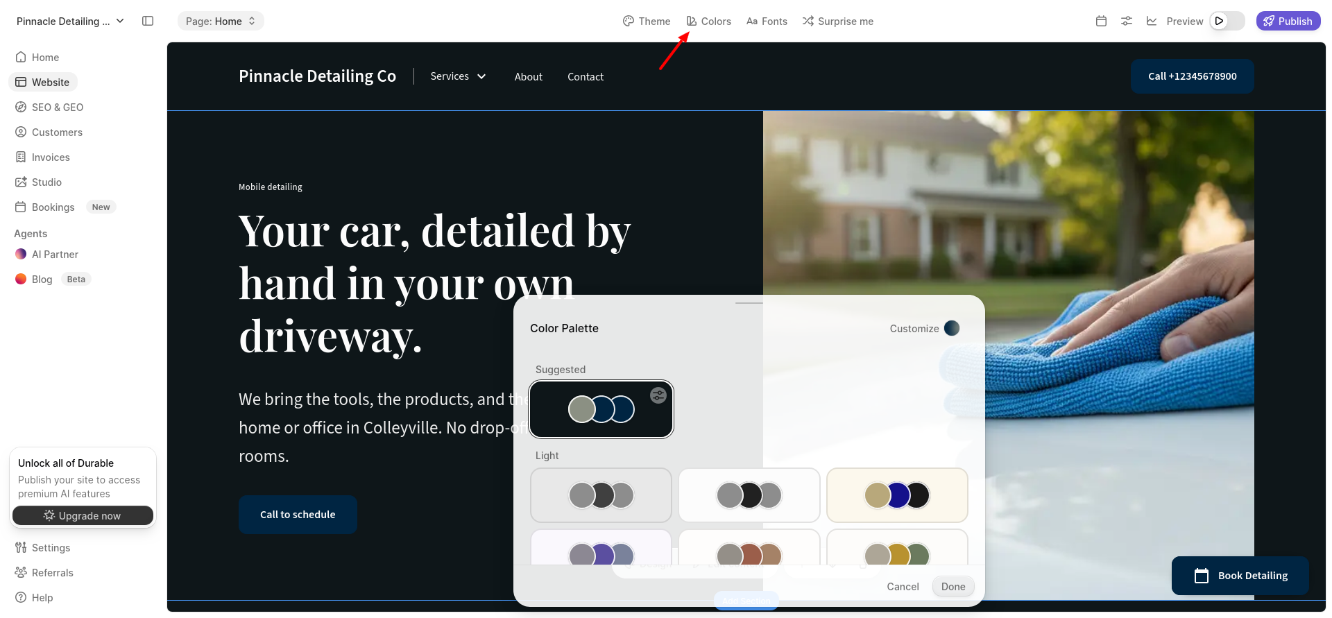 screenshot of Durable Colors editor