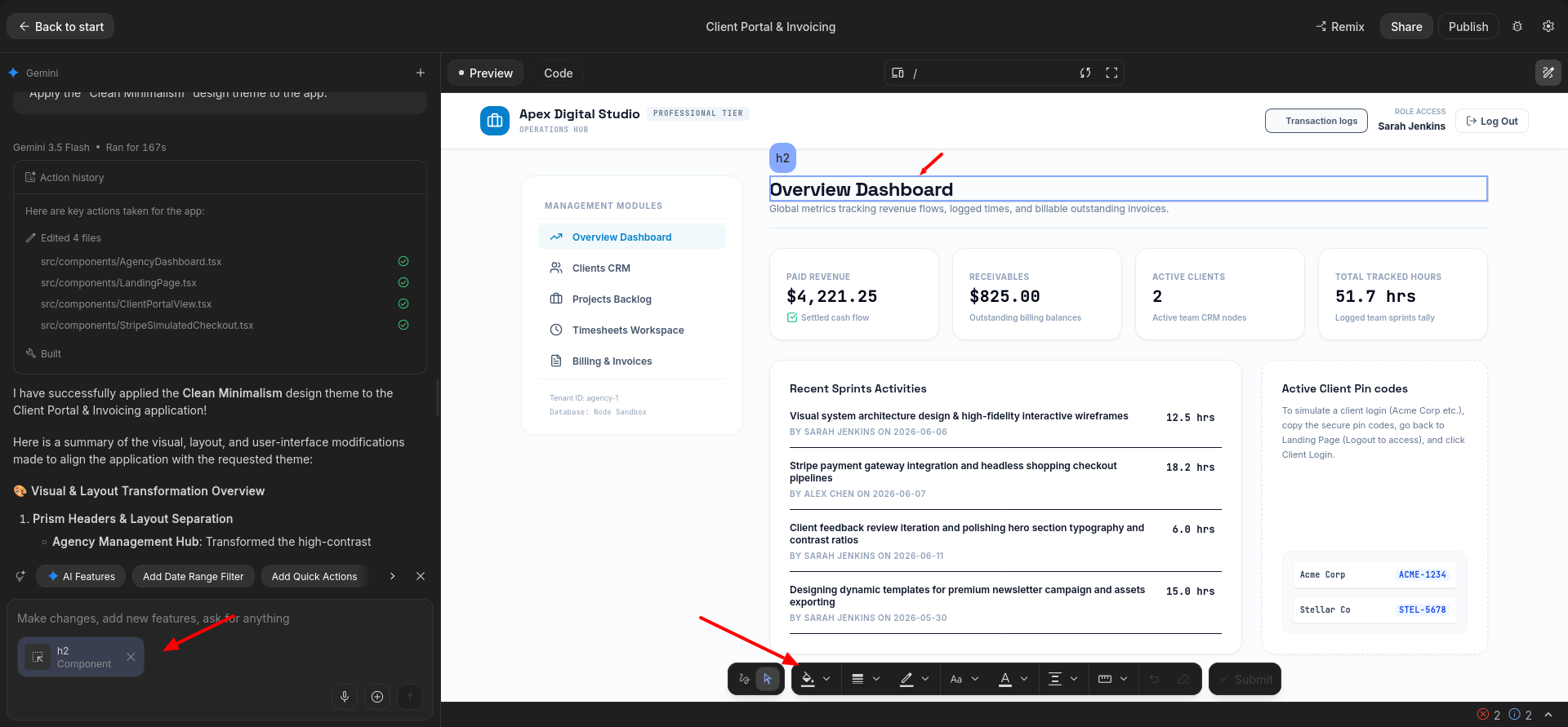 screenshot of Google AI Studio editor