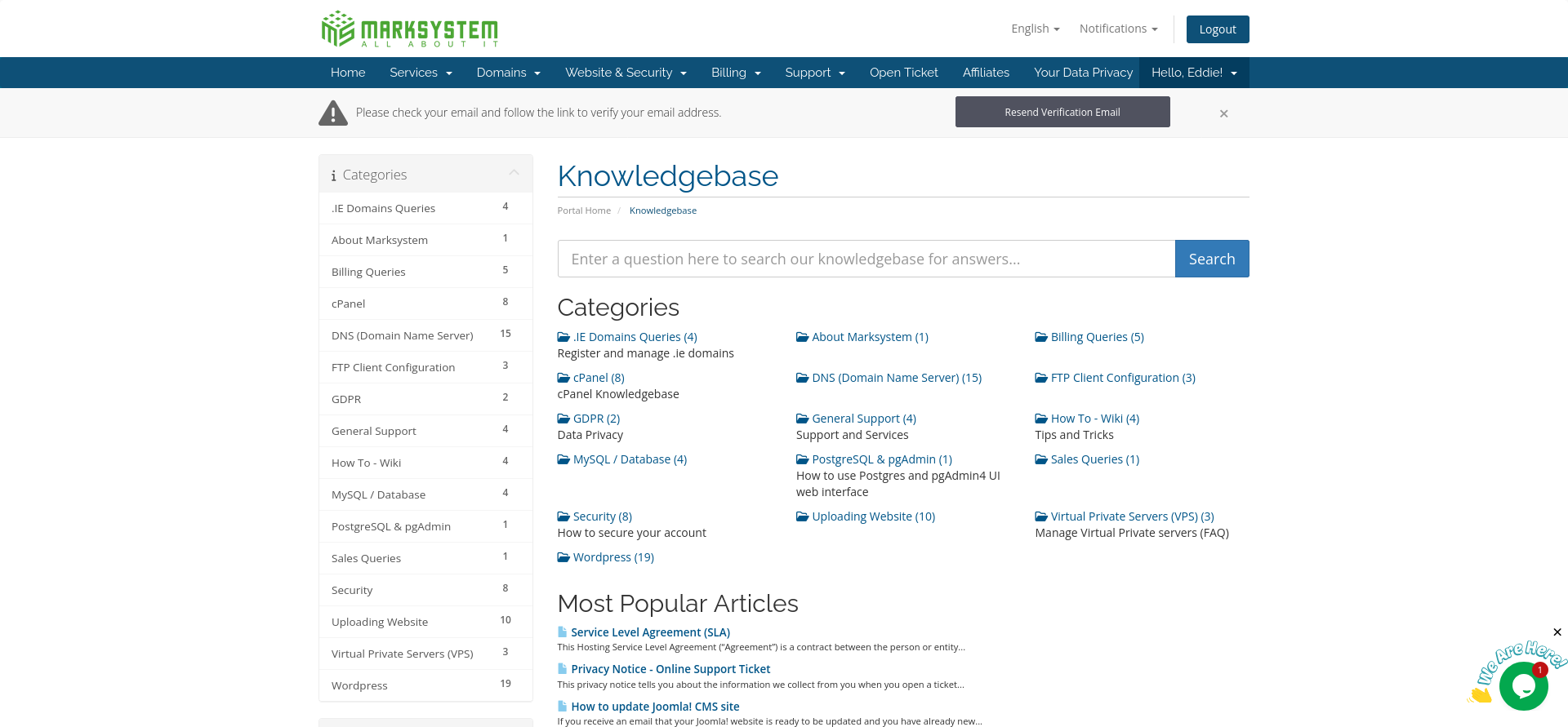 screenshot of Knowledge Base