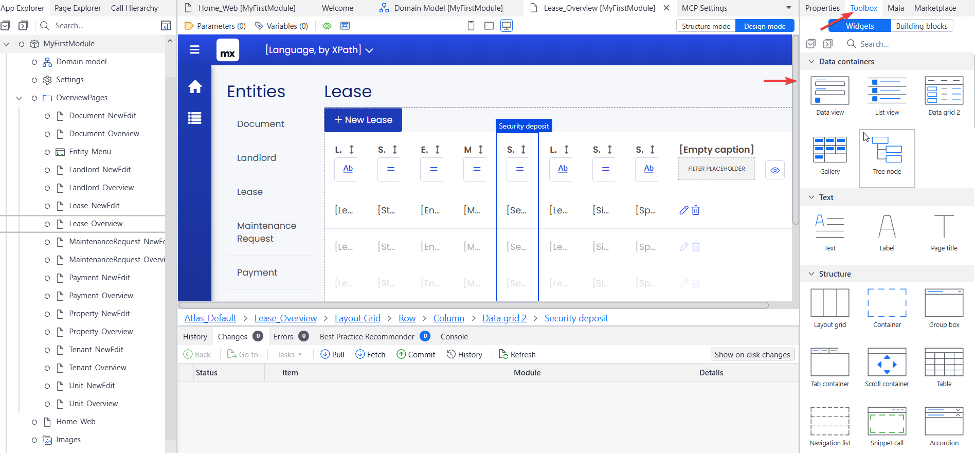 screenshot of the Toolbox