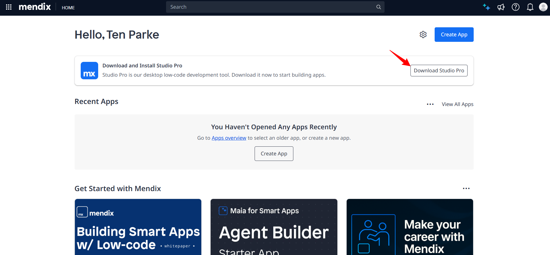 screenshot of 'Download Studio Pro' button