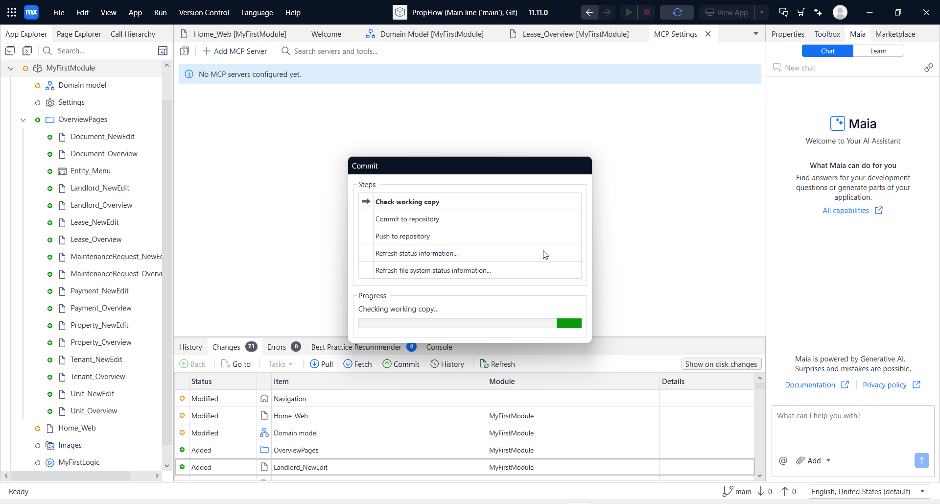 screenshot of the 'Commit' window