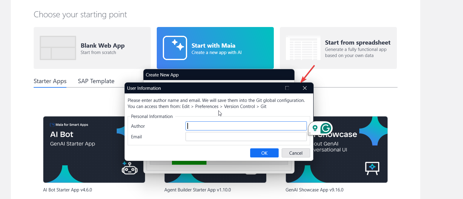 screenshot of User Information window
