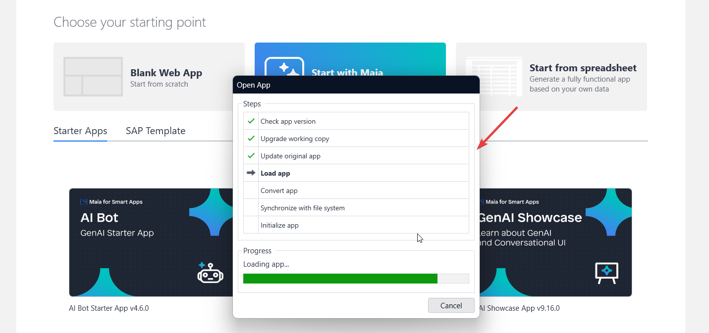 screenshot of 'Open App' window