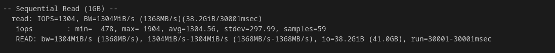 Disk I/O test result
