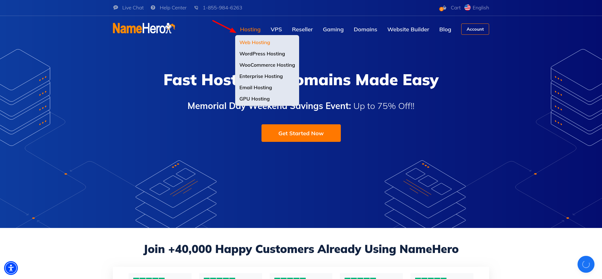 Web Hosting button screenshot