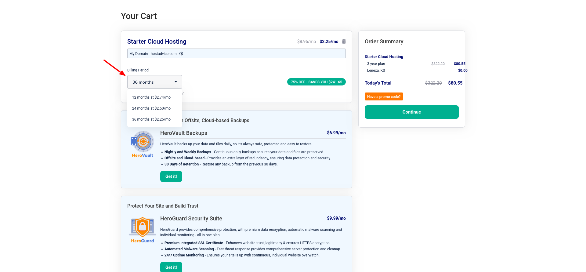screenshot of Billing Periods
