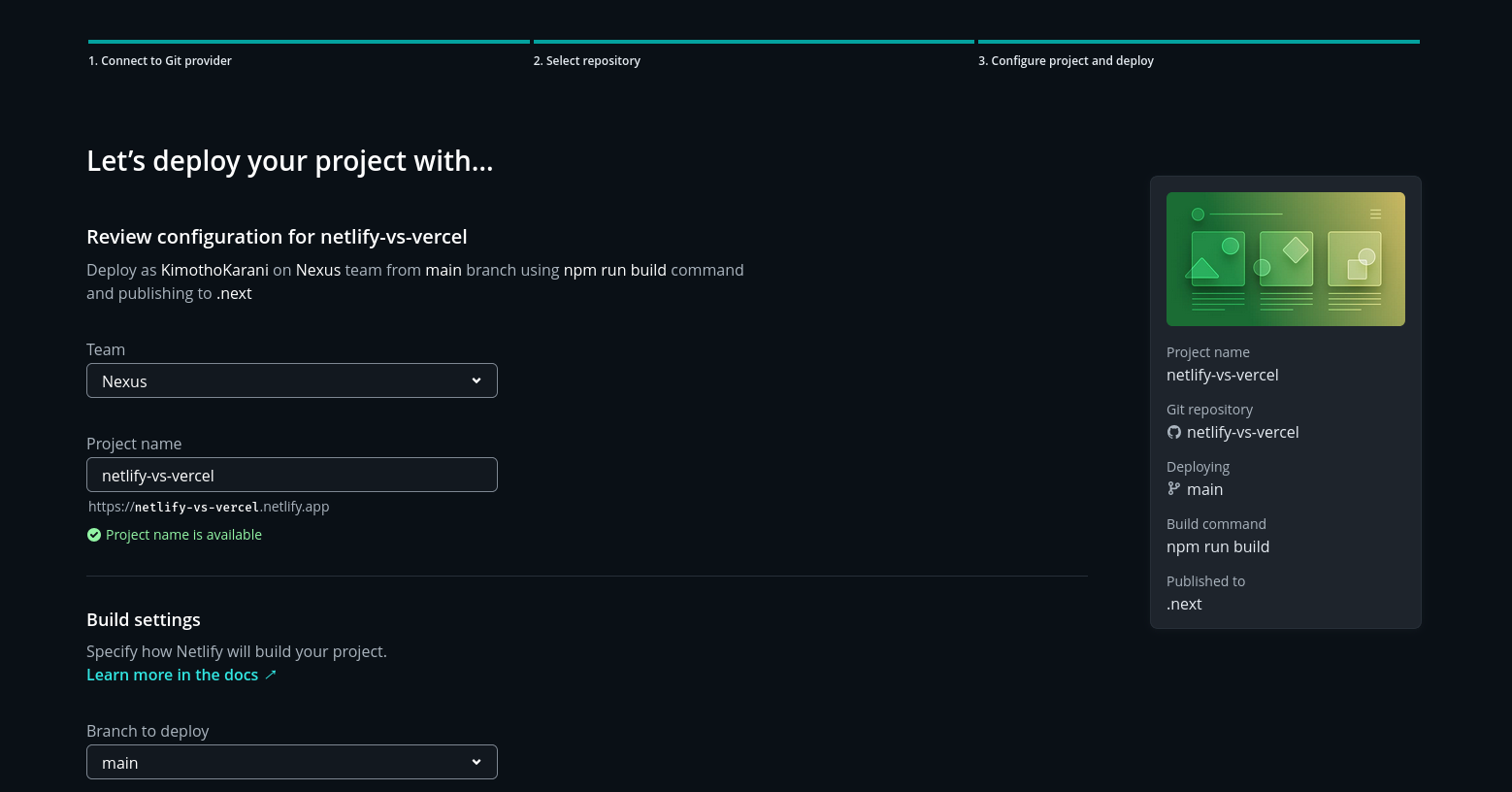 Netlify auto-detecting a Next.js project