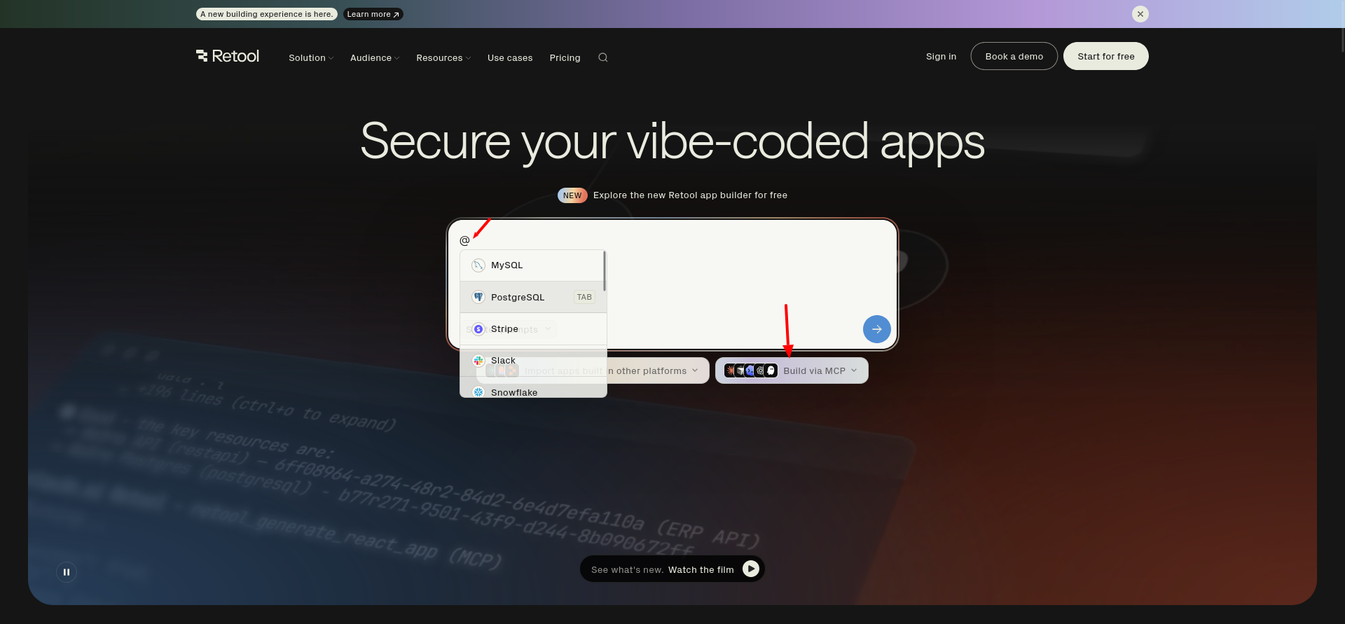 screenshot of 'Build via MCP' button