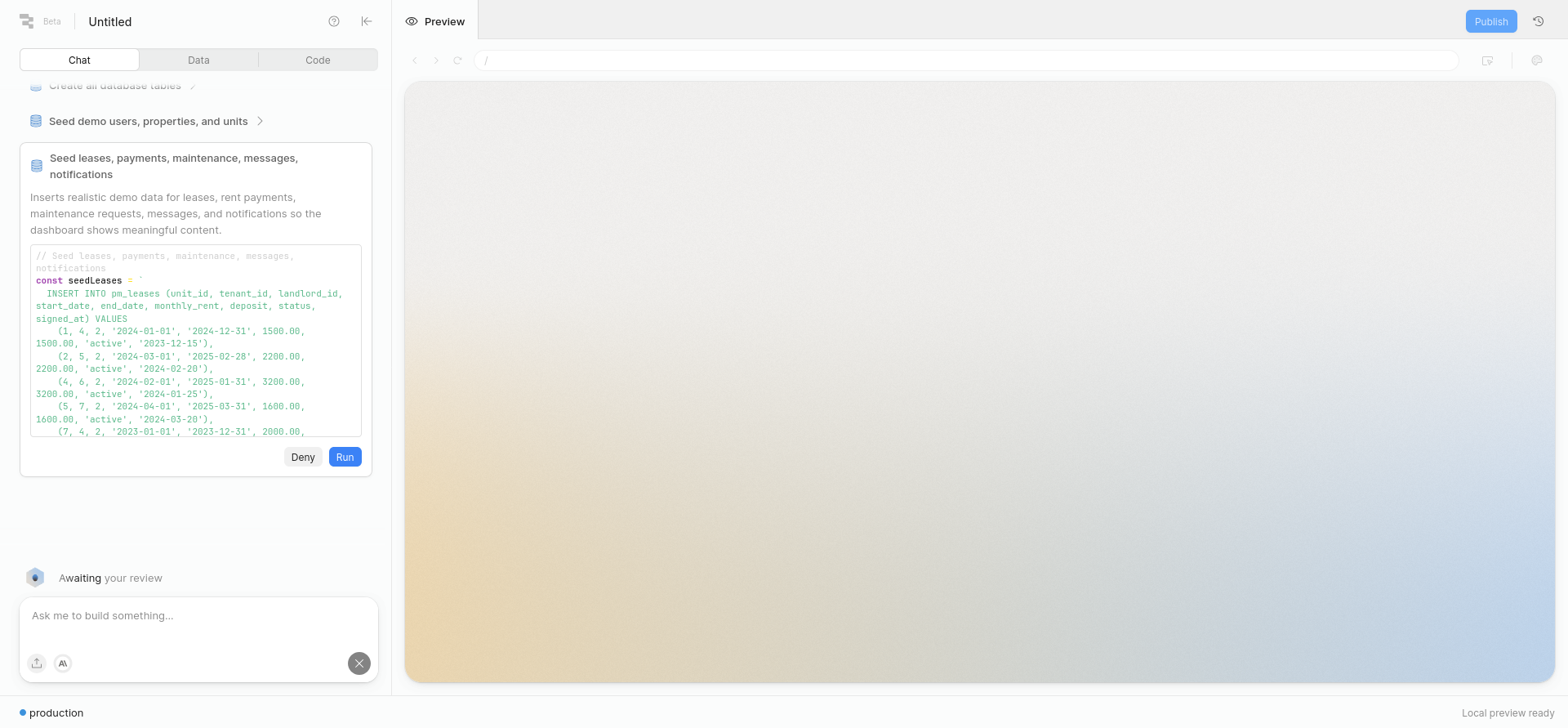 screenshot of the Seed Data