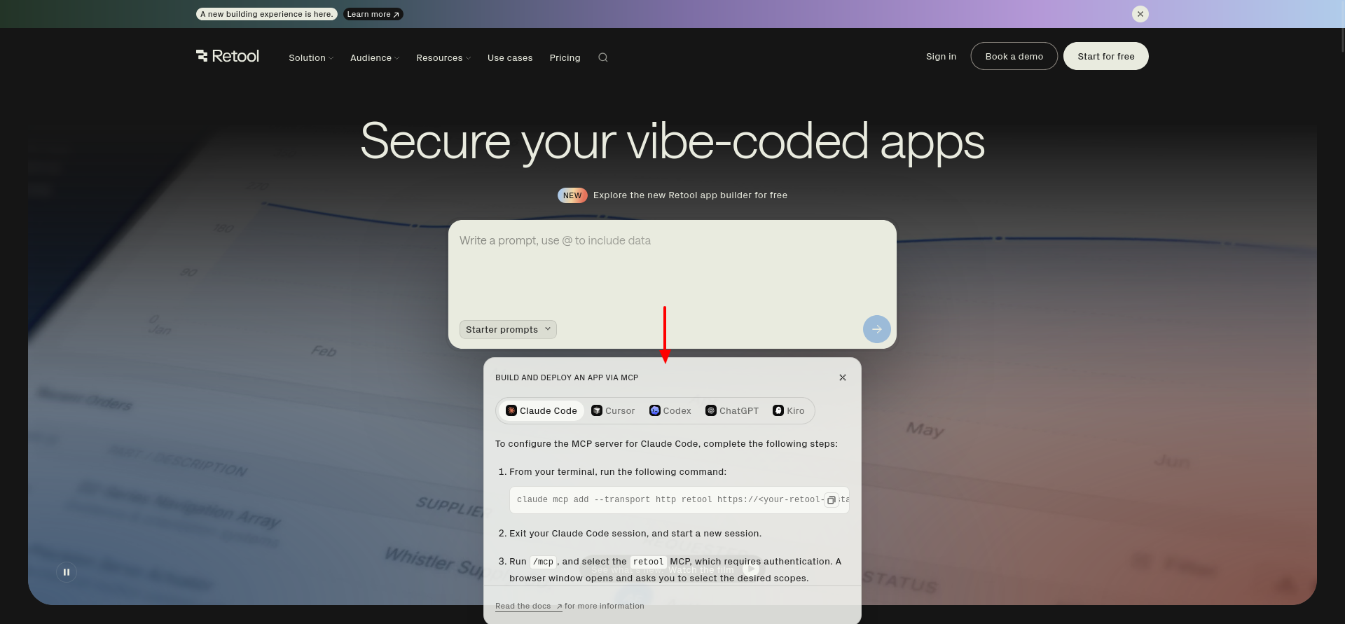 screenshot of 'Build via MCP' menu