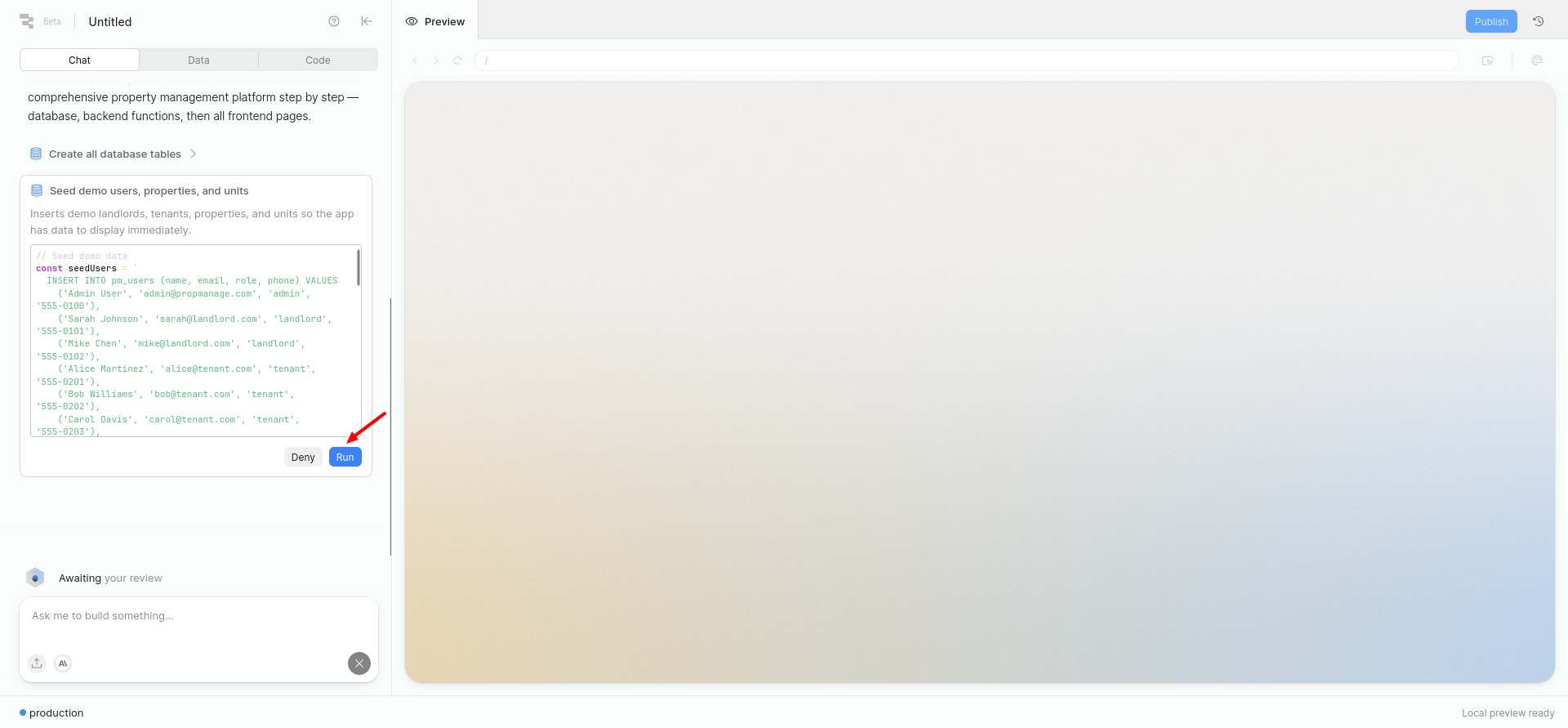 screenshot of the Run button