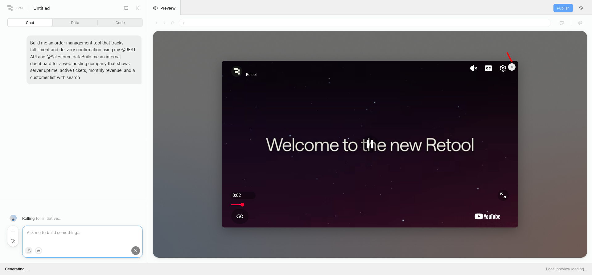 screenshot of Retool interface