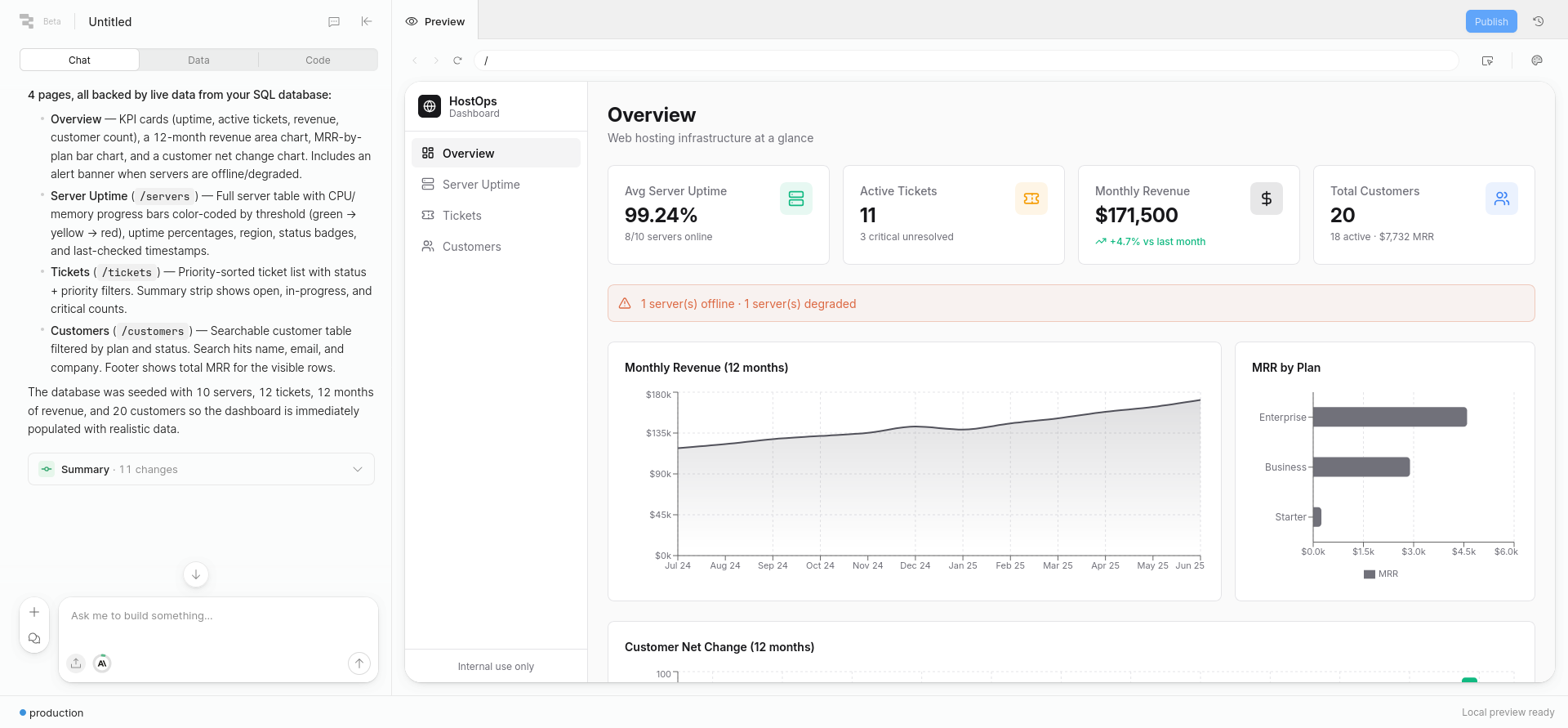screenshot of HostOps dashboard