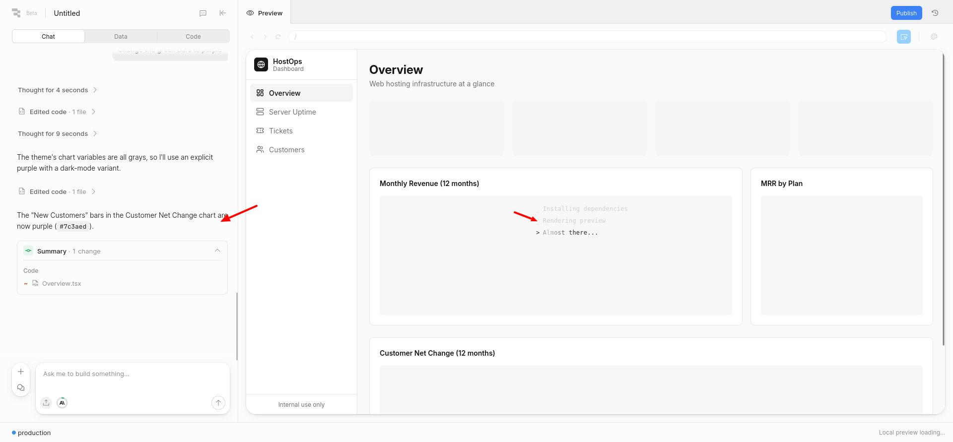 screenshot of HostOps dashboard overview