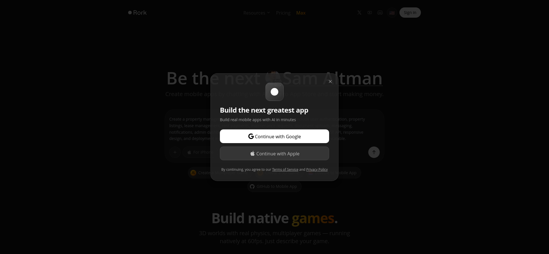 screenshot of Sign Up form