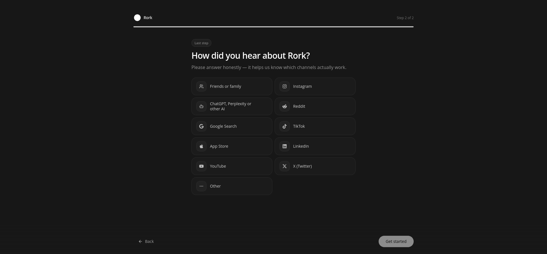 screenshot of Sign Up form