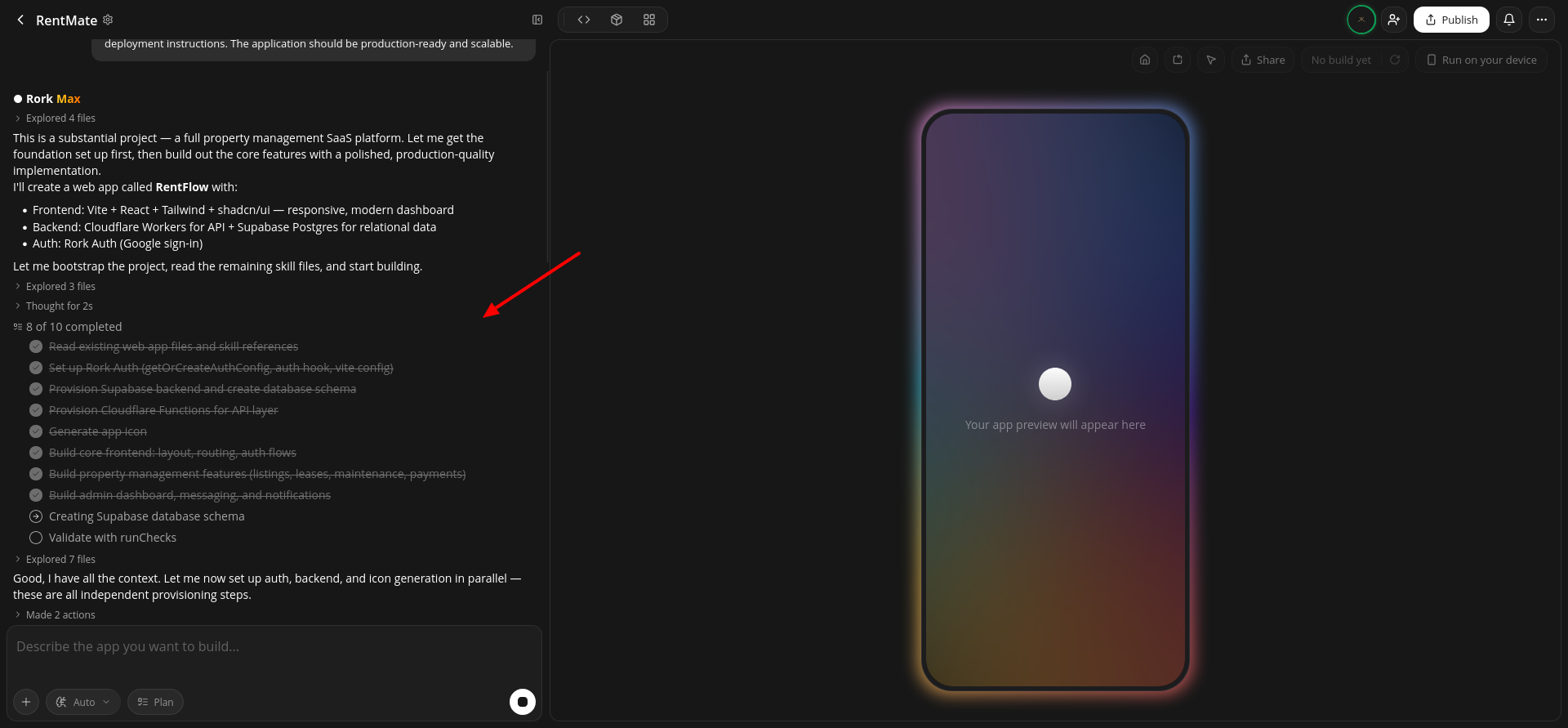 screenshot of completed steps