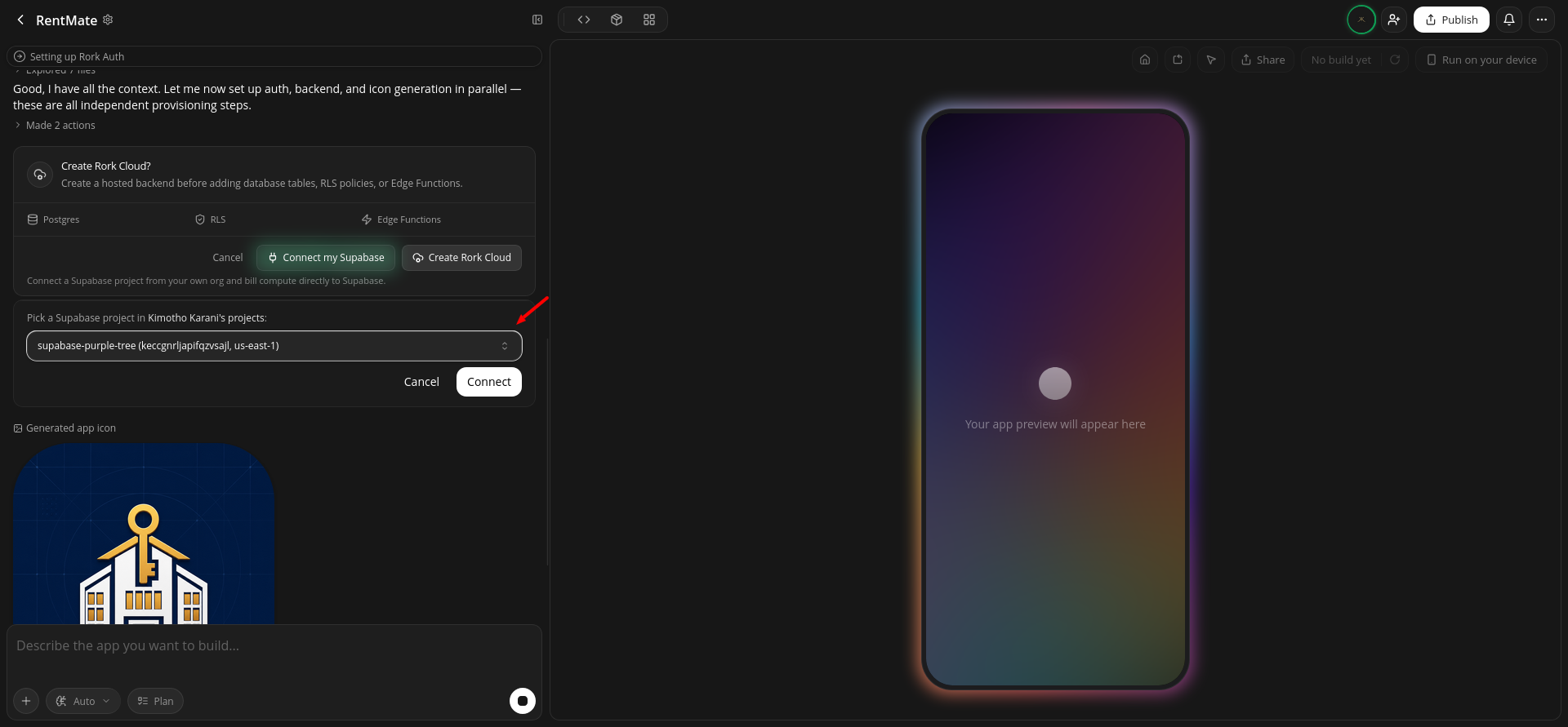 screenshot of Supabase Projects
