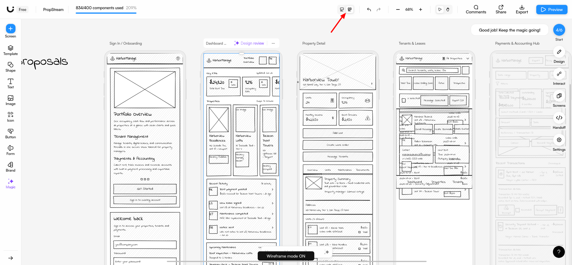 screenshot of the wireframe view