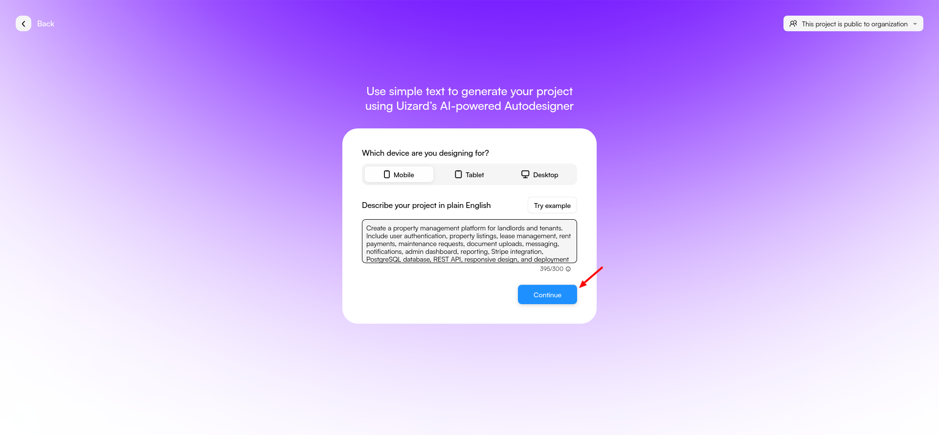 screenshot of the prompt