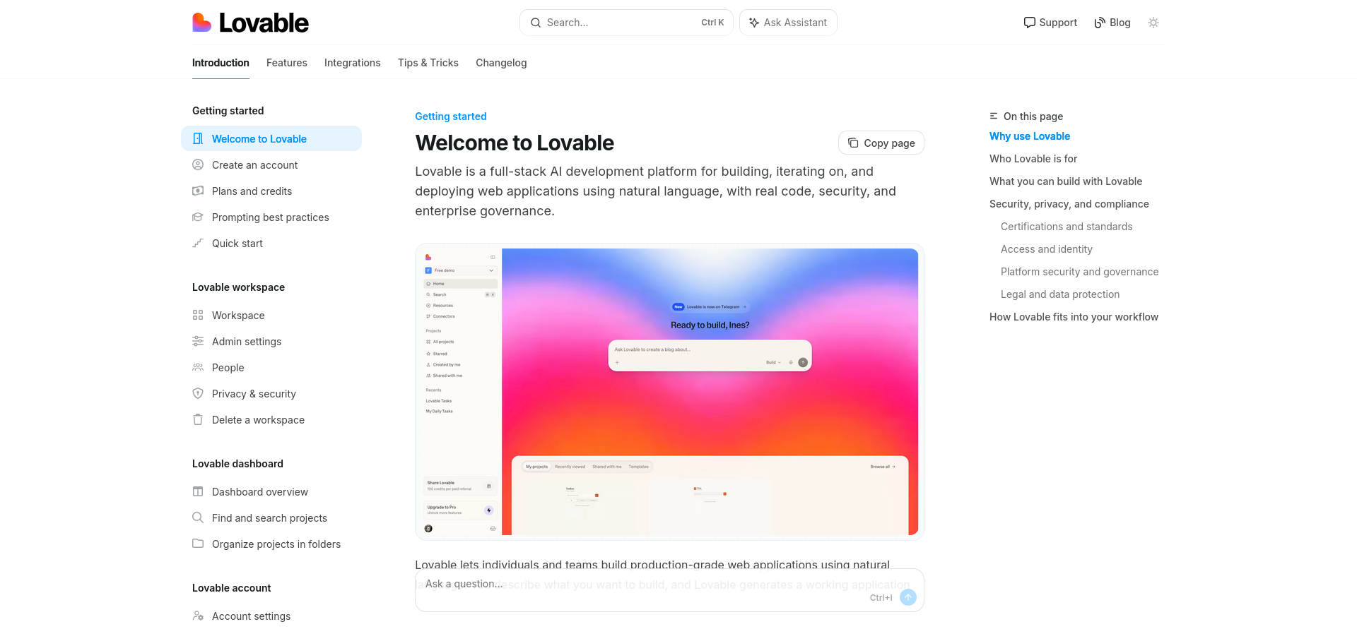 screenshot of Lovable Help article