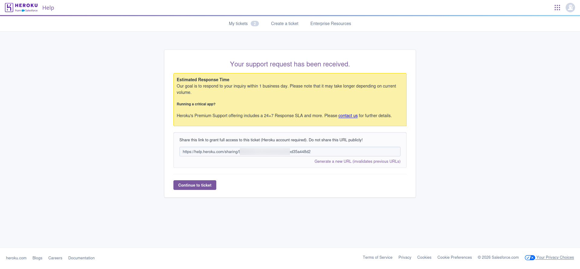 Heroku support estimated response time confirmation